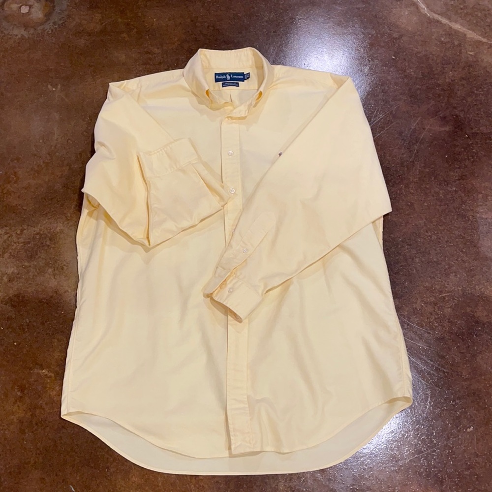 Yellow Oxford cloth casual dress shirt